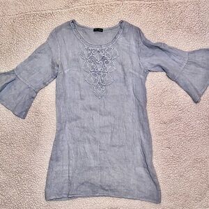 Grey Linen Shift Dress, Made in Italy